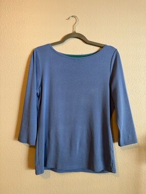 Talbots The Talbots Tee Blue 100% Pima Cotton 3/4 Sleeve Top Medium Casual Basic